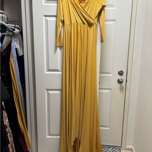 Mustard Yellow Maternity Long Sleeve Photoshoot Dress